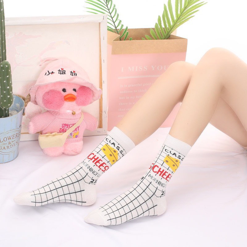 Tất vớ cổ cao hoạ tiết Bò Sữa vải cotton mềm mịn unisex