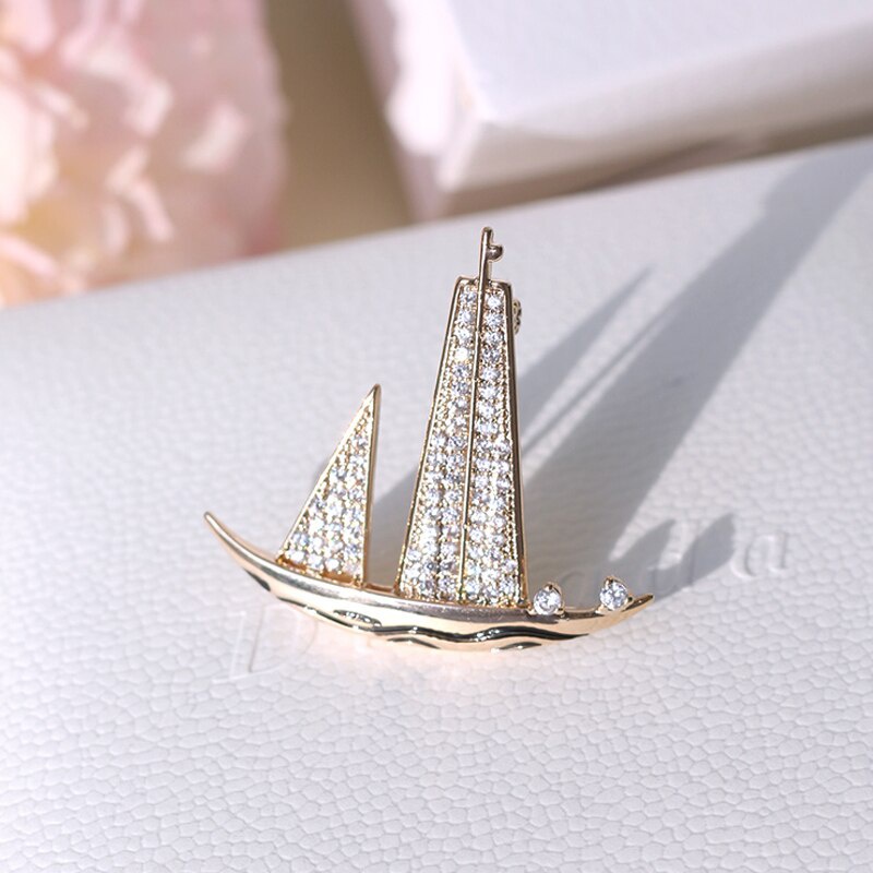 Ghim Cài Áo Hình Thuyền Buồm Đính Đá Thời Trang