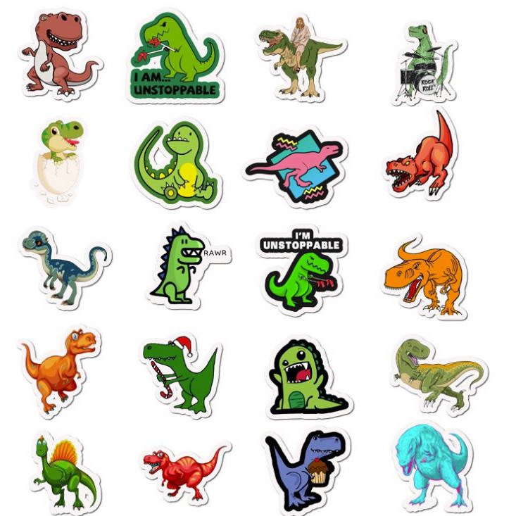 Sticker KHỦNG LONG nhựa PVC không thấm nước, dán nón bảo hiểm, laptop, điện thoại, Vali, xe,  Cực COOL#23