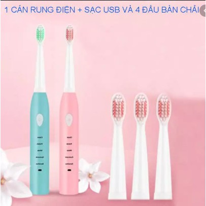 Bàn chải điện đánh răng tự động 5 in1 cao cấp, bàn chải đánh răng chạy pin lông siêu mềm