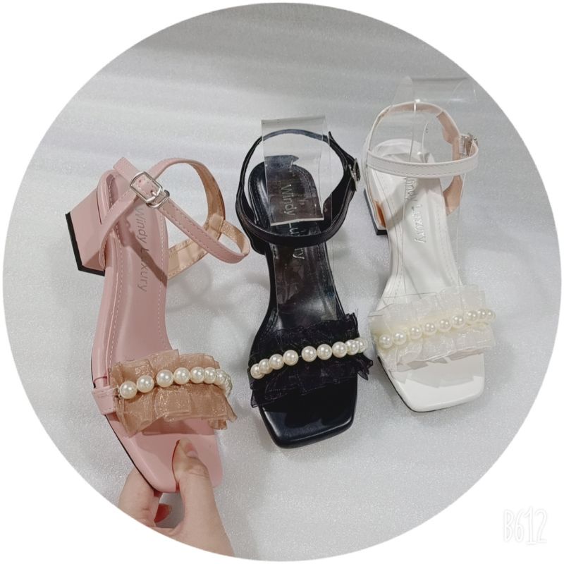 🌺🌺Shop Lệ Thi🌺🌺 Giày sandal cao gót nữ bèo đính ngọc