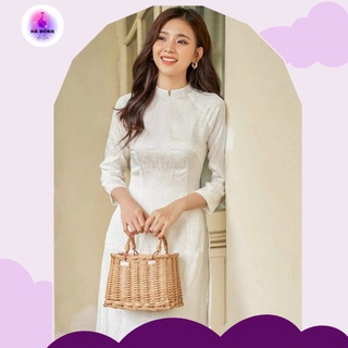 Áo dài lụa đông hưng cao cấp màu trắng