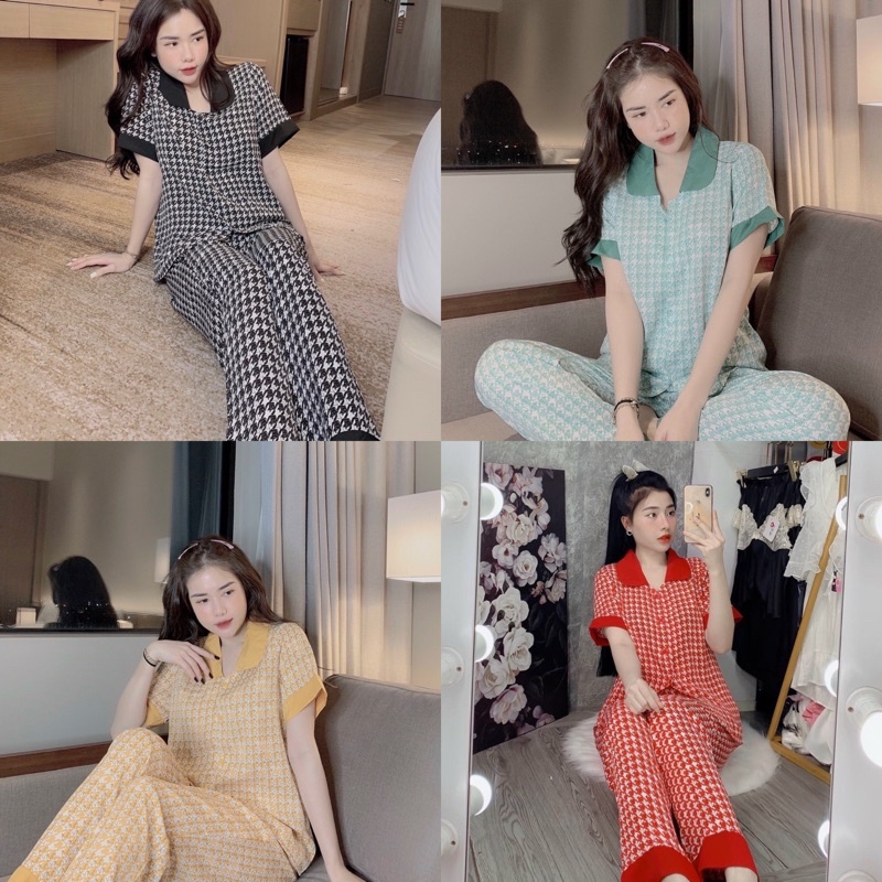 Bộ Ziczac Đen Tay Ngắn Lụa mango Mẫu Mới ❤️