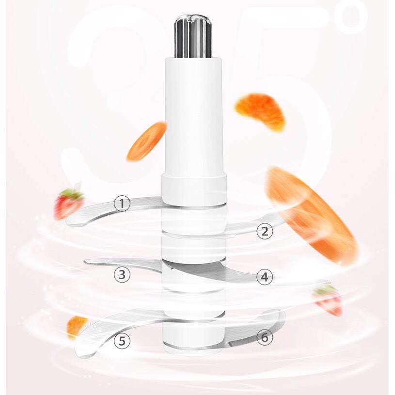 MÁY XAY CHO BÉ ĂN DẶM SIÊU MỊN HATTIECS CỐI THỦY TINH 0.3L - BẢN 6 LƯỠI