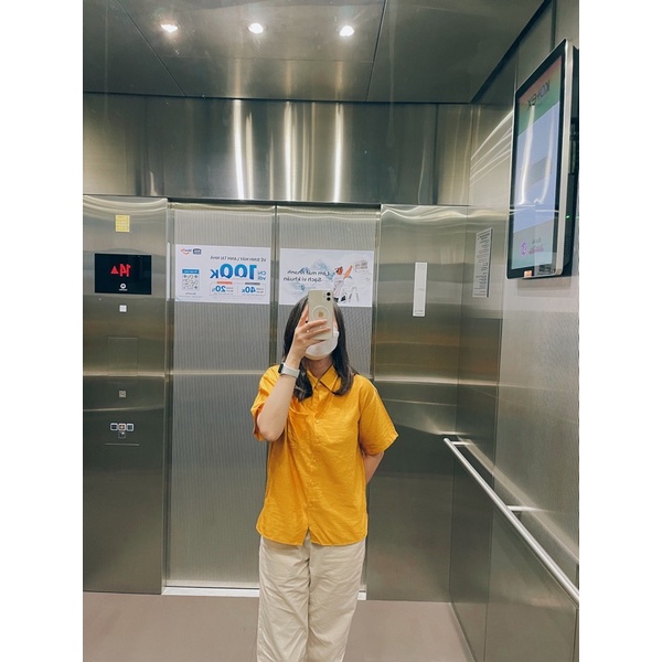 Áo sơ mi voan tơ ngắn tay kiểu dáng basic nhiều màu sắc freesize - donulatte.clothing