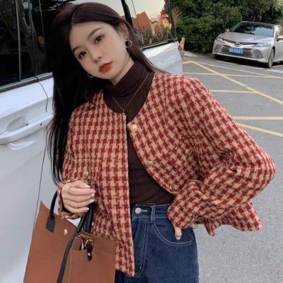 Áo khoác dạ kẻ zz tua thanh lịch