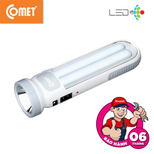 Đèn Pin Sạc Led Comet CRT454 6W kiêm đèn sạc, tay cầm liền thân (đẩy tay cầm lên khỏi thân khi sử dụng)