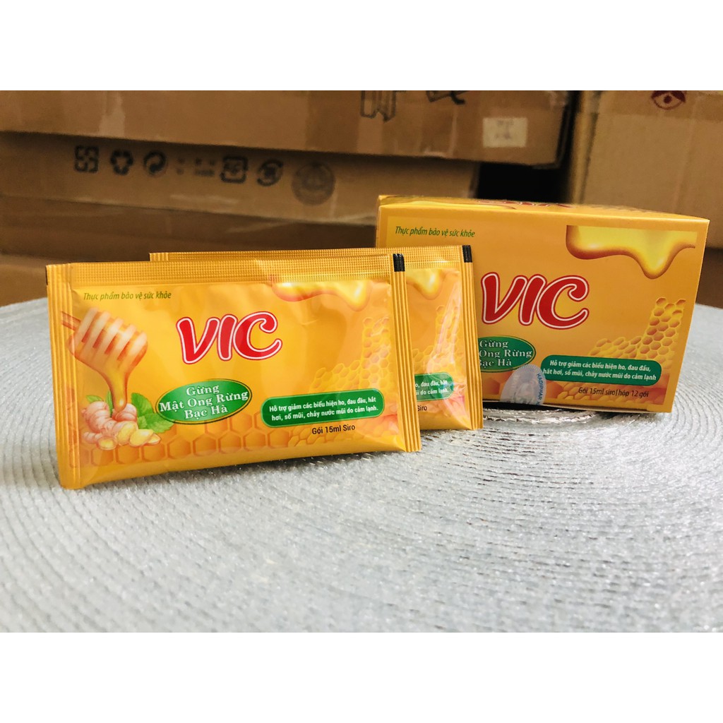 Siro VIC - giúp hỗ trợ giảm ho, đau đầu, hắt hơi, sổ mũi, cảm lạnh Hộp 12 gói