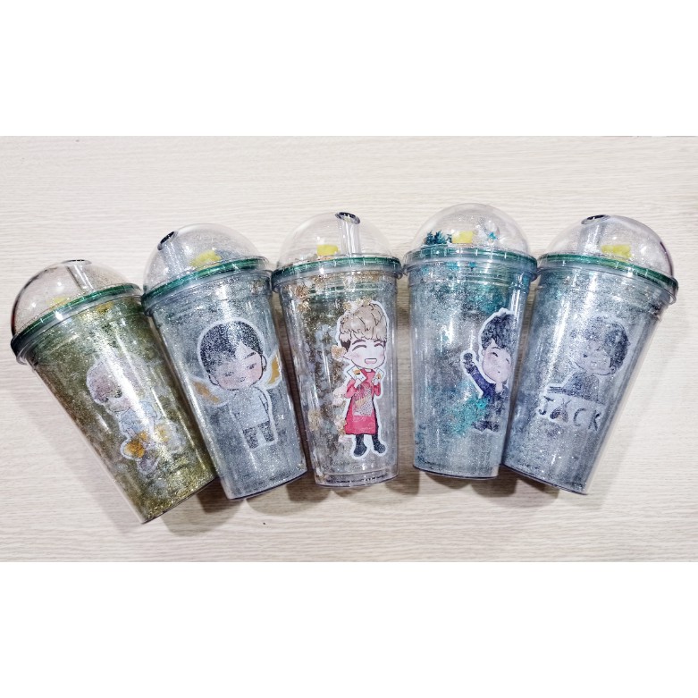 cốc 2 lớp kim tuyến jack j97 khủng long CNCKI18 cốc giữ nhiệt ly 2 lớp cốc làm lạnh dễ thương 500ml