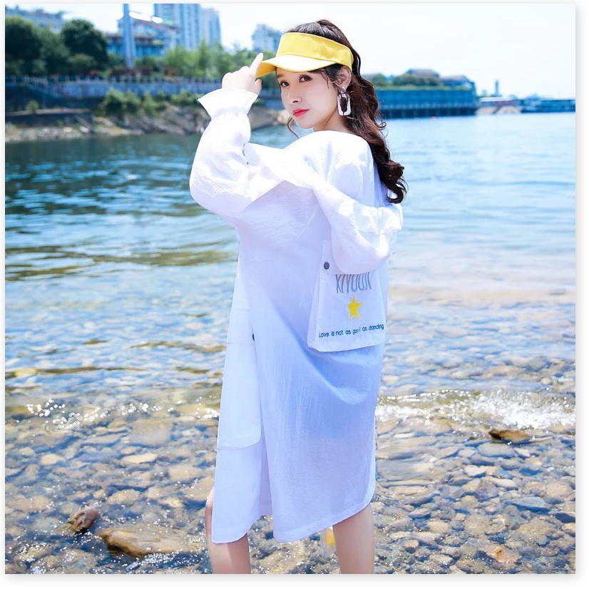 ÁO KHOÁC NỮ  THỜI TRANG THỂ THAO ĐI BIỂN CHỐNG NẮNG SIÊU NHẸ SIÊU MÁT FOM DÀI SÀNH ĐIỆU