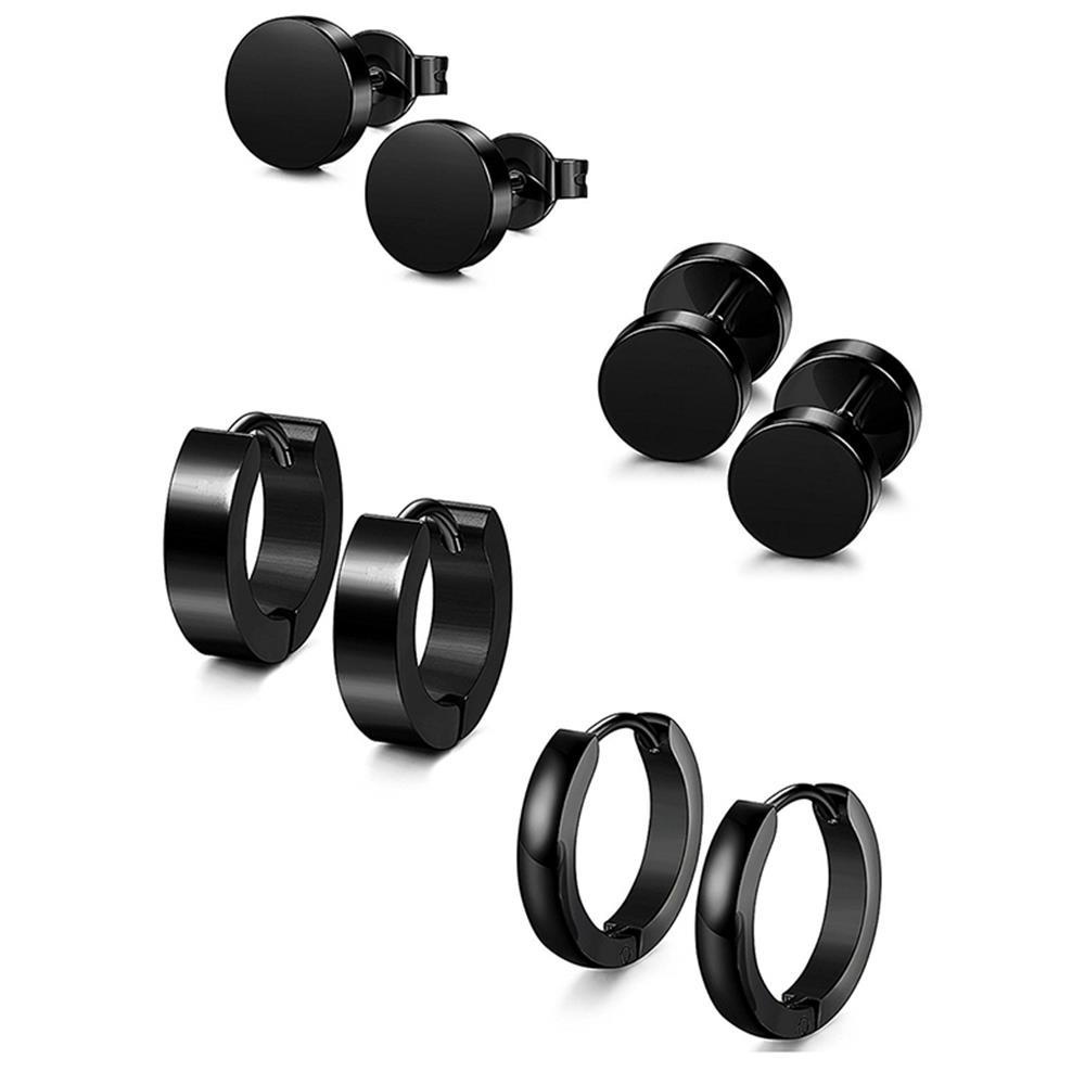 MAXG Set 4 Đôi Khuyên Tai Dạng Thanh Tạ Màu Đen Phong Cách Gothic