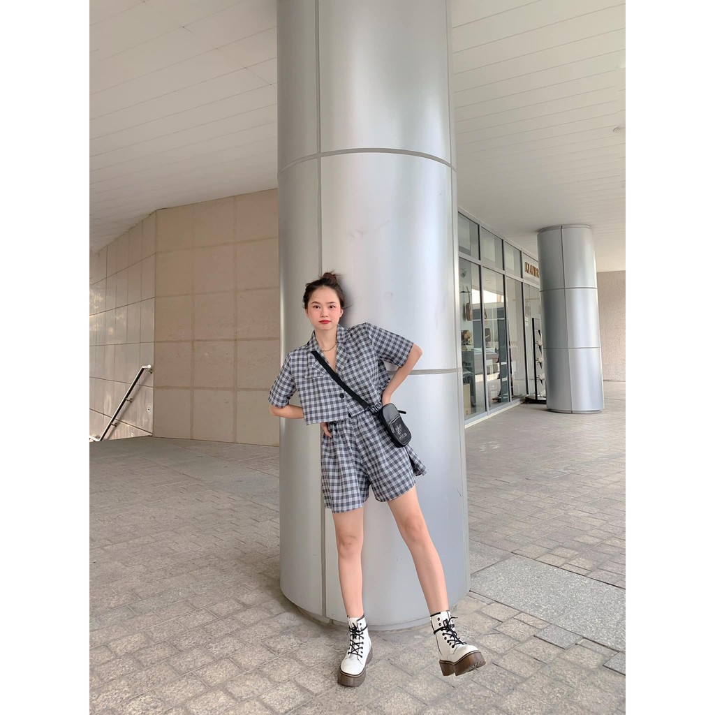 SET VÁY ÁO CARO 2 MÀU ĐEN NÂU - REPLI SET | BigBuy360 - bigbuy360.vn