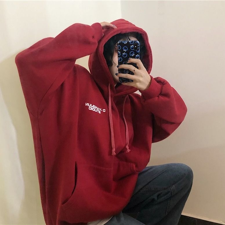 【ZHELIHANGFEI】Áo Hoodie Tay Dài Form Rộng Họa Tiết In Theo Phong Cách Preppy Hợp Thời Trang