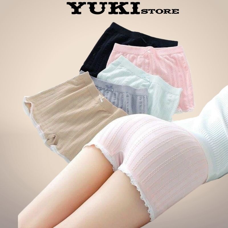 Quần mặc váy vải cotton co dãn phối viền ren mềm chống lộ cao cấp YUKI STORE 450