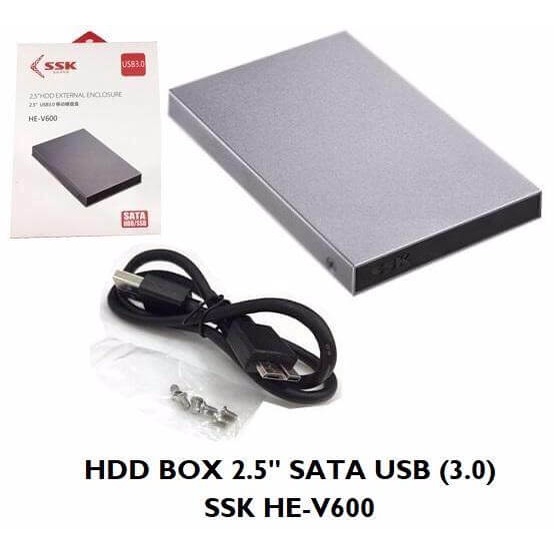 Box chuyển ổ cứng di động SSK HE-V600 chuẩn 3.0, VỎ Nhôm - Hỗ trợ đến 5Gbps (xám)