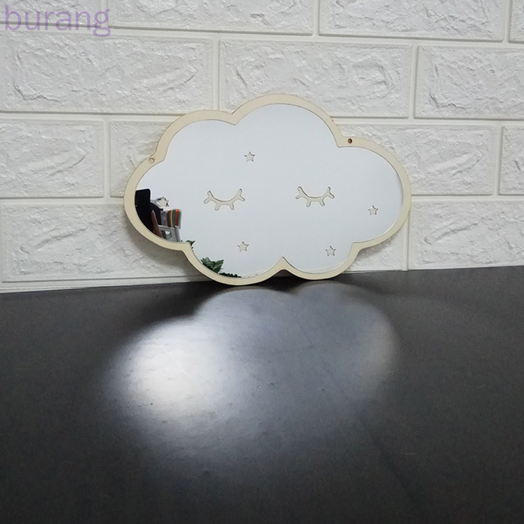 Gương trang trí hình đám mây bằng gỗ