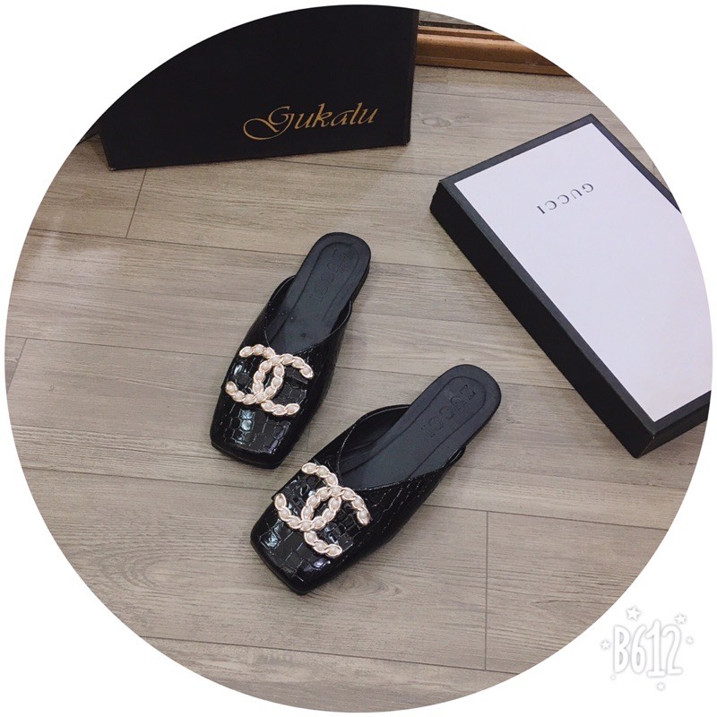 dép sục phối khoá mũi vuông siêu đẹp ( hình thật )