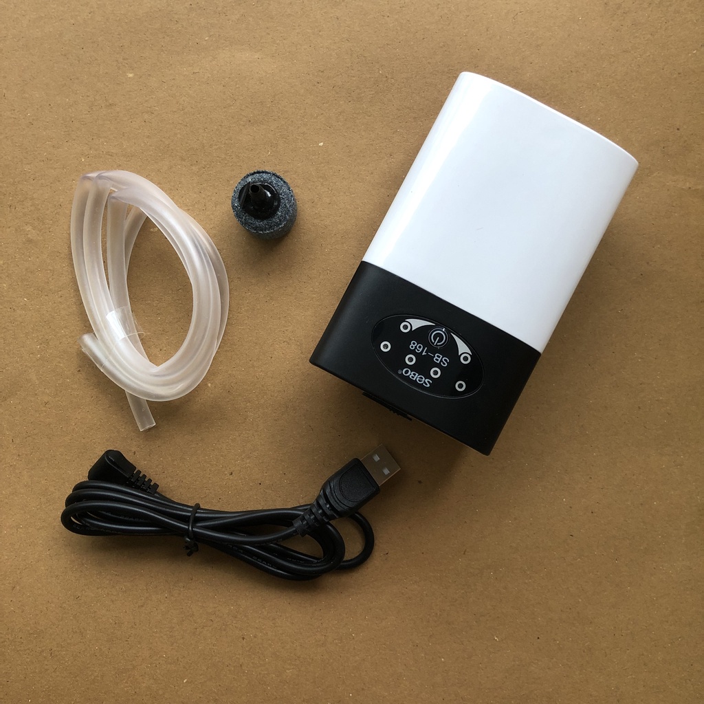 Máy Oxy Tích Điện 1 Vòi Sobo SB-168 (2W-3Lít/Phút) - Máy Sủi Khí Oxi Cho Hồ Cá