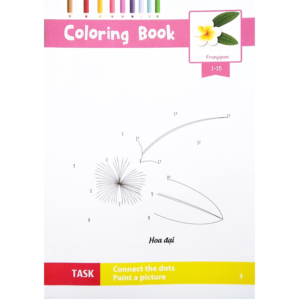Sách Dot To Dot Coloring Book - Nối Số &amp; Tô Màu - Các Loài Hoa