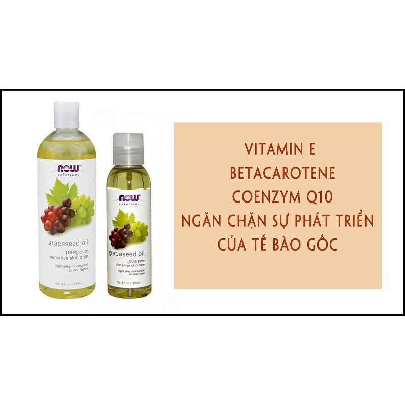 [8/2023] Dầu hạt nho Now Grapeseed Oil 100% Pure Sensitive Skin Care