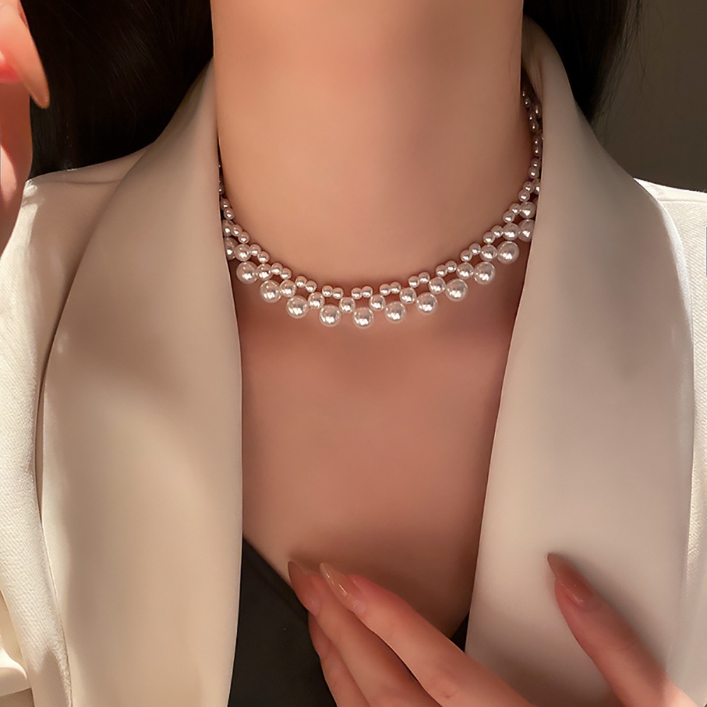 Vòng Cổ Choker Nhiều Lớp Đính Ngọc Trai Thời Trang Hàn Quốc Cho Nữ