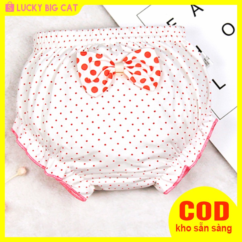 Lucky Big Cat  Bowknot polka dot sọc tam giác Underwear cô gái bé đồ lót bông trẻ em bánh mì quần dễ thương (Small Dots)