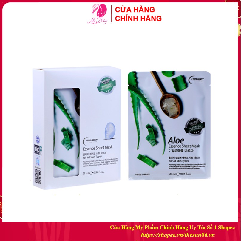 Mặt nạ giấy - Mặt nạ dưỡng da chiết xuất từ Lô Hội cấp ẩm &amp; làm trắng HOLIKEY Hàn Quốc