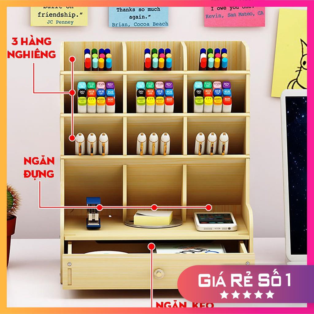 Giá Kệ Gỗ Cắm Bút B11 𝗙𝗥𝗘𝗘 𝗦𝗛𝗜𝗣 Đựng đồ dụng học tập &văn phòng phẩm để bàn có nhiều ngăn giao màu ngẫu nhiên | BigBuy360 - bigbuy360.vn