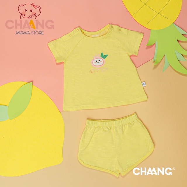 Đồ bộ quần đùi cho bé gái Chaang in hình bạn Lựu thân thiện cho bé từ 9 tháng đến 5 tuổi