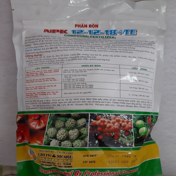 PHÂN GROWMORE 12-12-18+TE 1kg