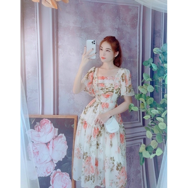 đầm xếp ty ngực tay loe hình chính chủ tự chụp sỉ tận gốc
