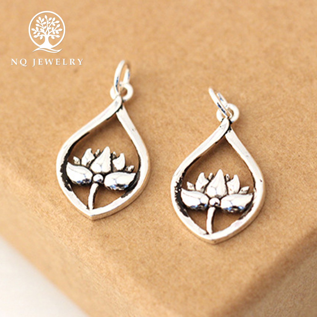 Charm bạc hình hoa sen treo - NQ Jewelry