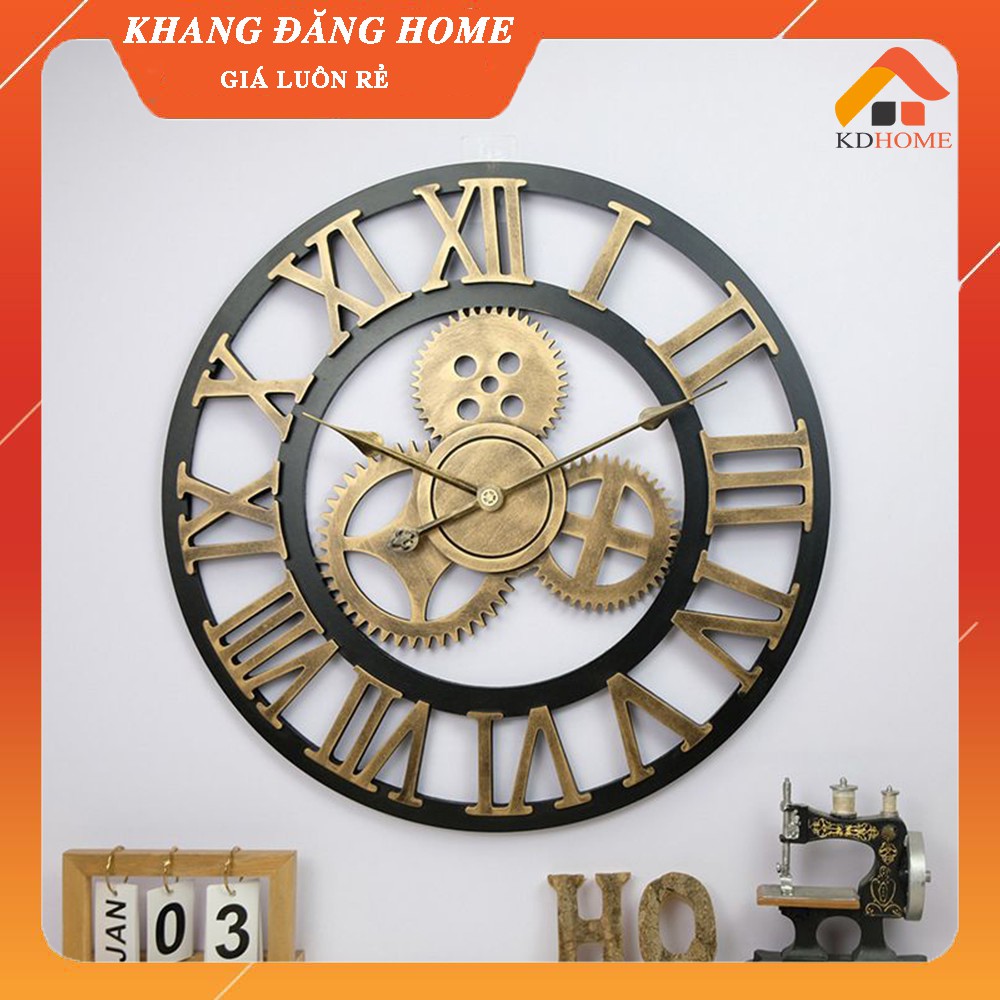 Đồng hồ trang trí - đồng hồ treo tường thiết kế bánh răng ấn tượng BS5868 size 50cm