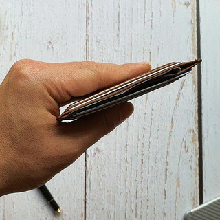 [Da thật] Ví Card holder da bò thật - Nâu đất CH105