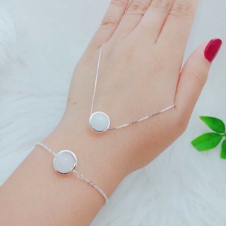 bộ lắc tay vòng cổ bạc mix đá phong thuỷ