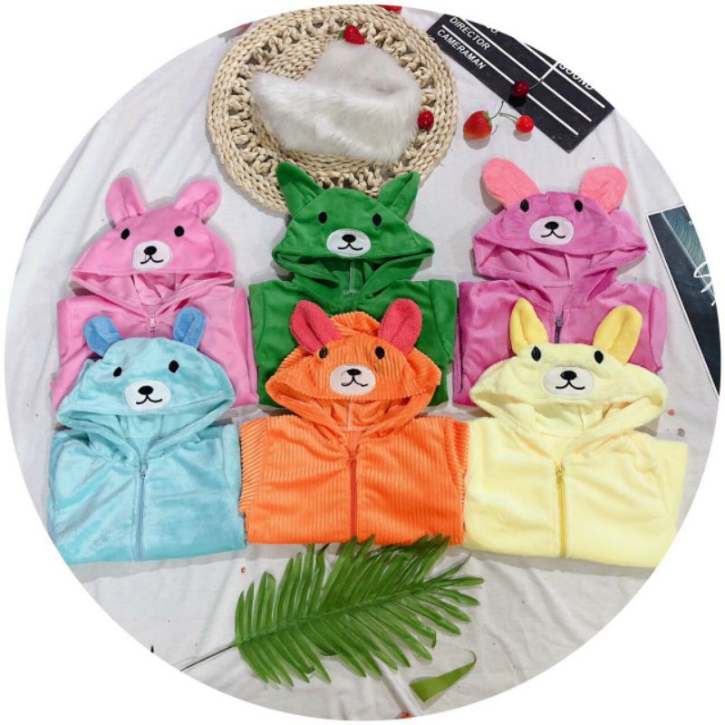 Áo lông mũ gấu ngộ nghĩnh cho bé