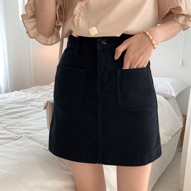 Chân Váy Denim Chữ A Lưng Cao Phong Cách Hàn Quốc Cho Nữ | BigBuy360 - bigbuy360.vn