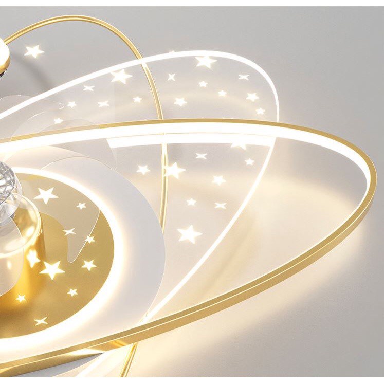 Đèn ốp trần kết hợp quạt đảo trần phong cách hiện đại, đèn Led đổi 3 màu ánh sáng có điều khiển