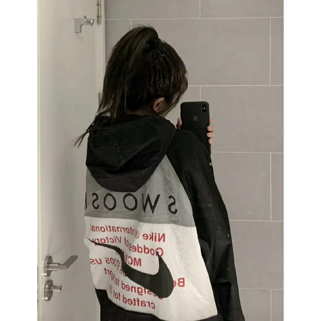 Men And Women Decode Windproof Nike Hooded Hook Embroidery Color Matching Double Windbreaker Loose Jacket Casual Sports Jacket | BigBuy360 - bigbuy360.vn