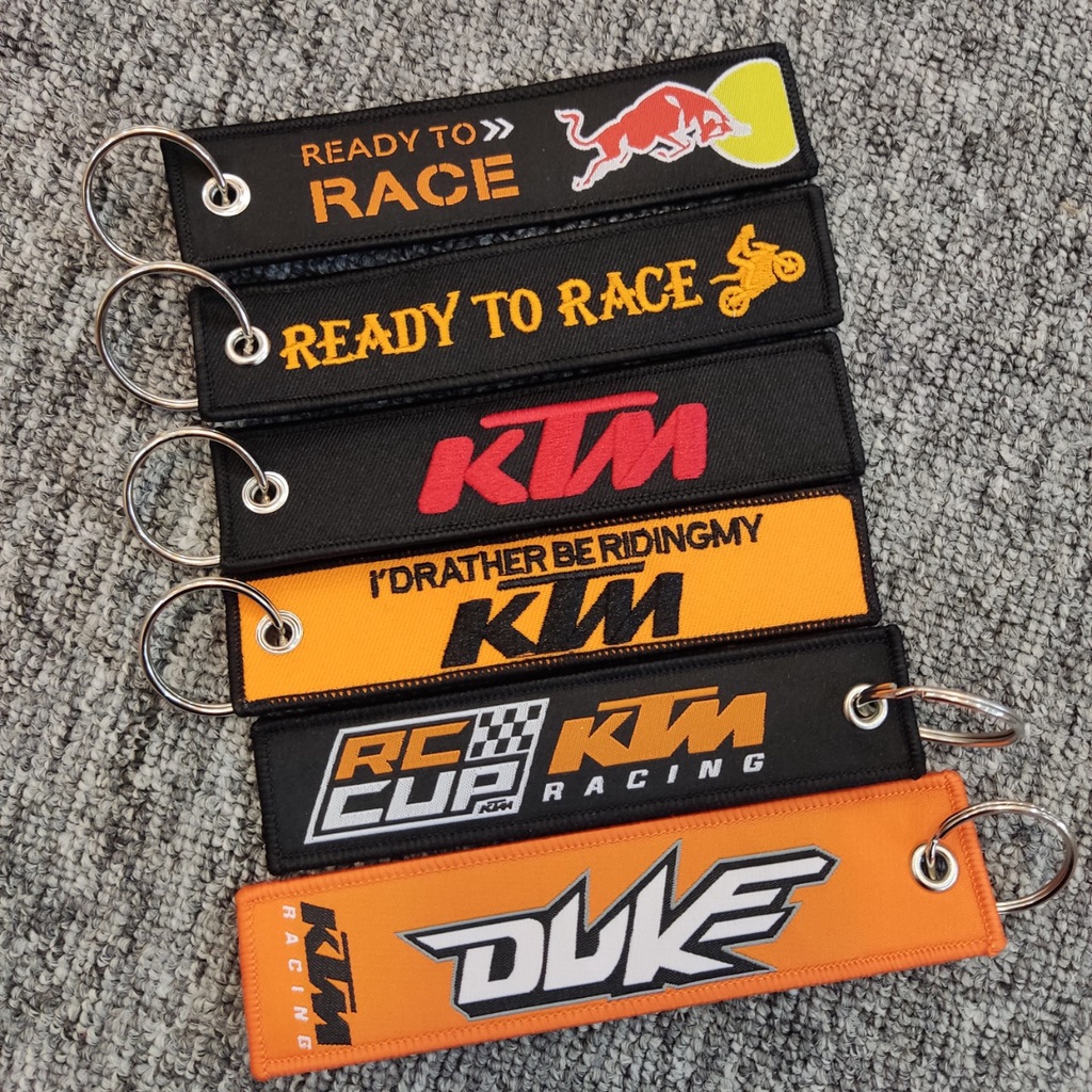 Móc chìa khóa vải 13x3cm thêu chữ KTM Duke Ready to Race