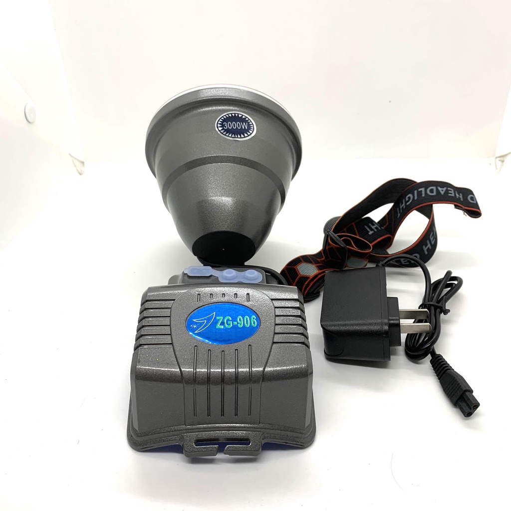 Đèn pin đội đầu siêu sáng, đèn đeo đầu 906 pin trê đỉnh đầu chóa lớn 10cm