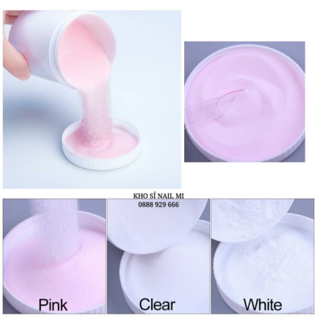 BỘT ĐẮP MÓNG EZFLOW 120ml CHÍNH HÃNG SIÊU MỊN, SIÊU DẺO, KO DỄ VÓN CỤC - POLYMER NAIL POWDER ĐỦ 3 MÀU WHITE, PINK, CLEAR