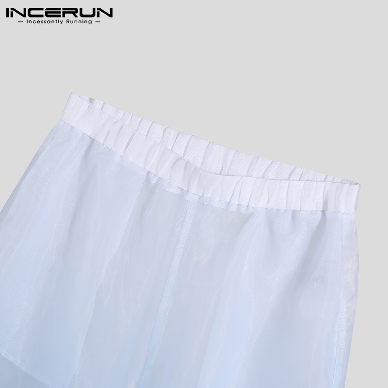 Quần dài INCERUN lưng thun phối lưới màu gradient thời trang cho nam