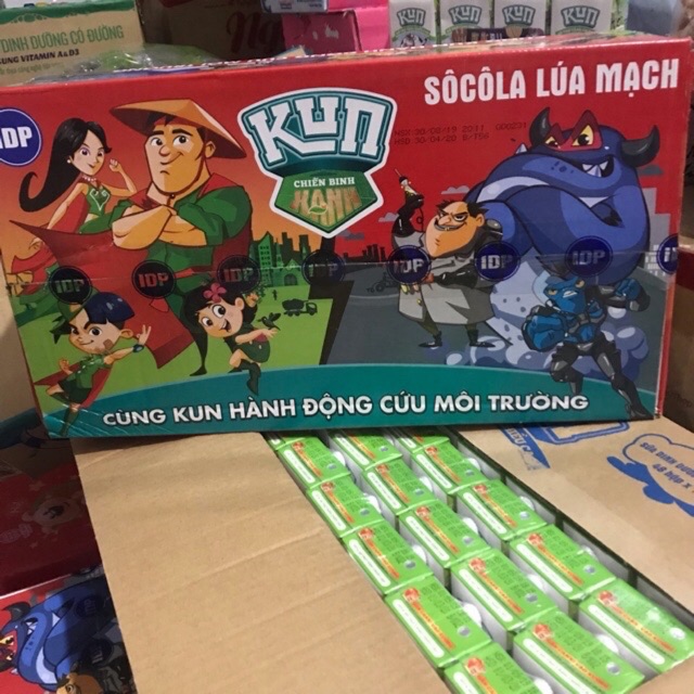 THÙNG SỮA KUN CÓ ĐƯỜNG-SÔCLA-Dâu 110ml x48 hộp