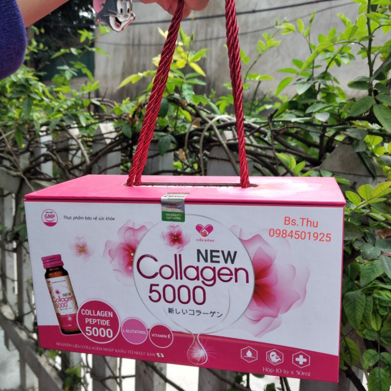 NEW COLLAGEN 5000 (hộp 10 lọ) nước uống bổ sung colagen giúp đẹp da chống lão hóa, tăng vòng 1