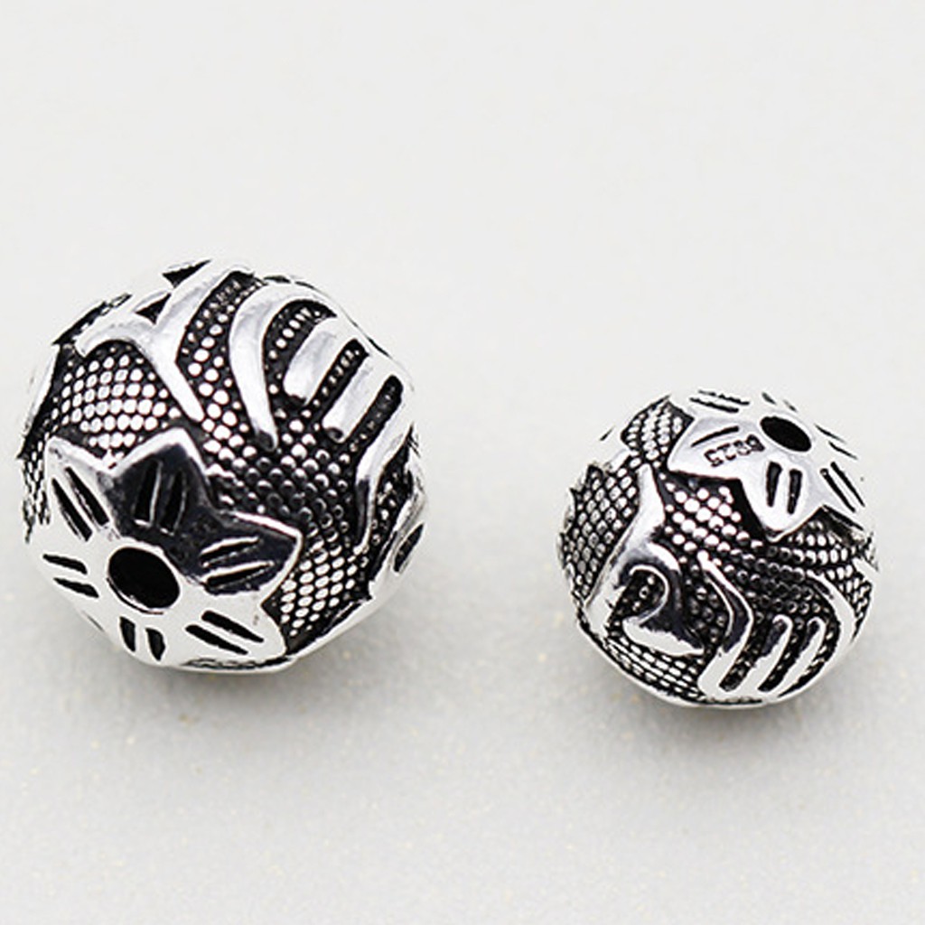 Phụ kiện Charm bạc Hạt cầu nguyện xỏ (8mm)