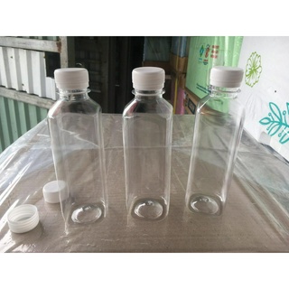 chai nhựa vuông nắp đen hoặc trắng - chai nhựa trà sữa 330ml - nhựa Việt Nhật