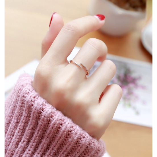 [FreeShip] Nhẫn nữ titan đá hở thời trang J5-206 - CAM KẾT KHÔNG BAY MÀU