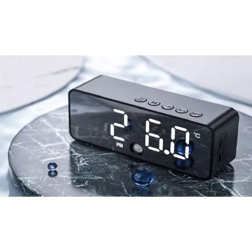 Loa bluetooth Kimiso K11 / K12 (nhỏ hơn K10) có đồng hồ, nhiệt độ, % pin, mặt gương