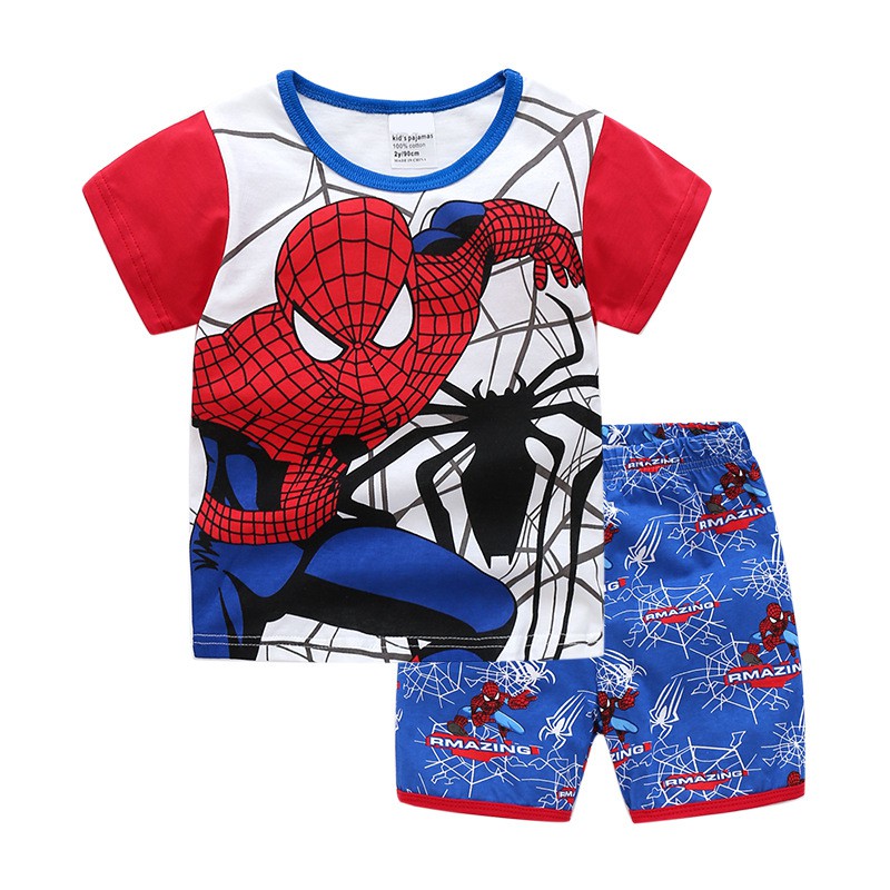 Bộ người nhện cho bé LITTLE BUDDY bộ quần áo trẻ em họa tiết Spider Man chất cotton
